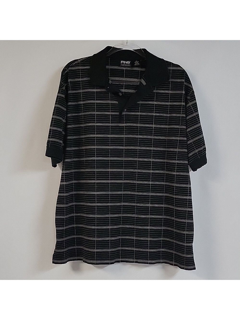 Ping Collection Men's Golf Textured Black Polo Shirt, Size Large